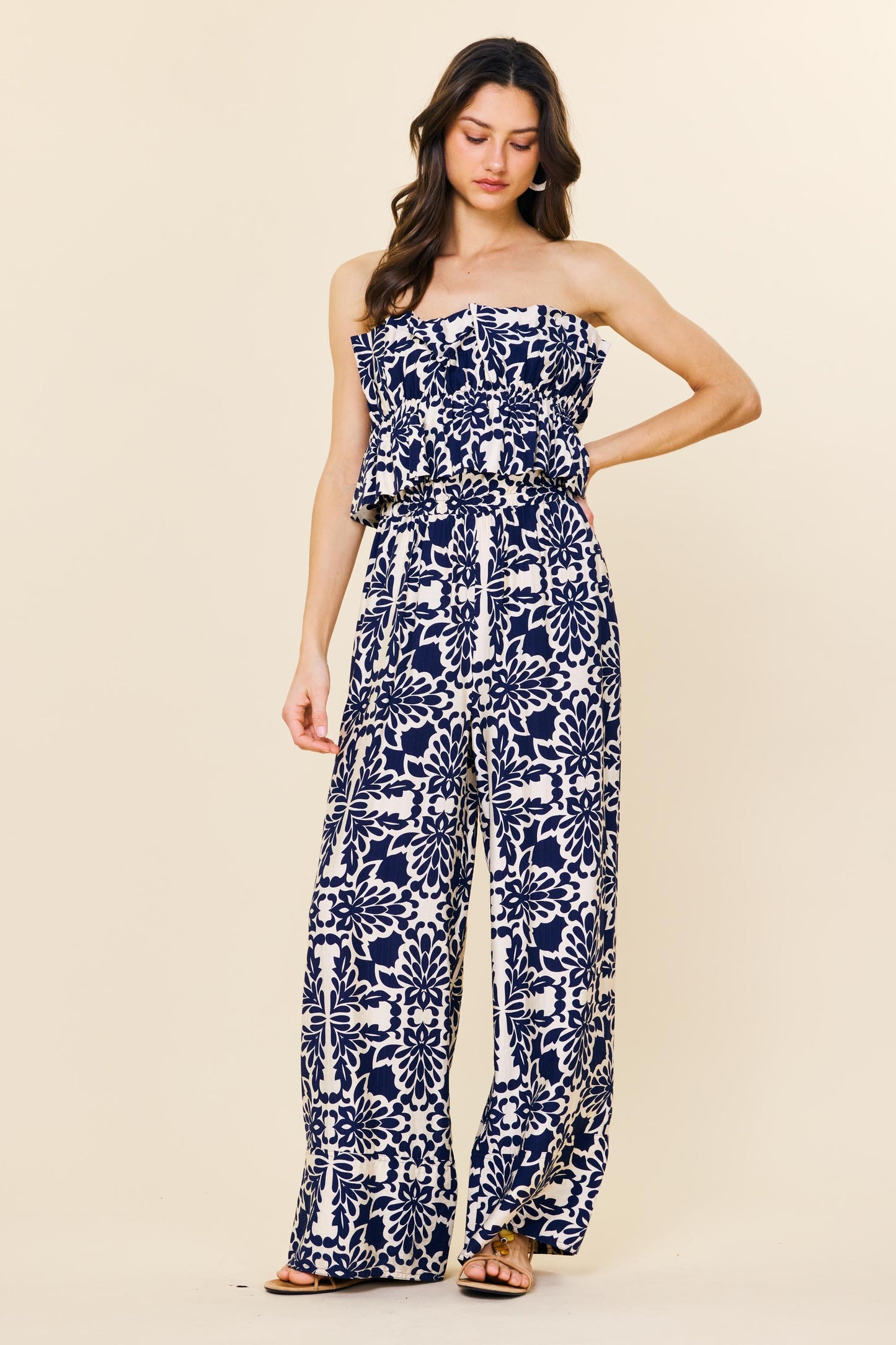 Navy & White Jumpsuit