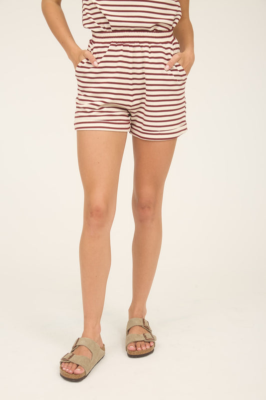 Cuffed Hem Stripe Shorts