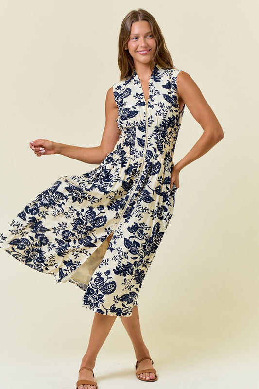 Paisley Printed Smock Waist Dress