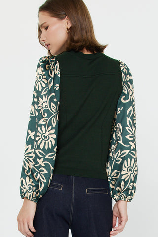 Mandarin Collar Combo Sweater Top