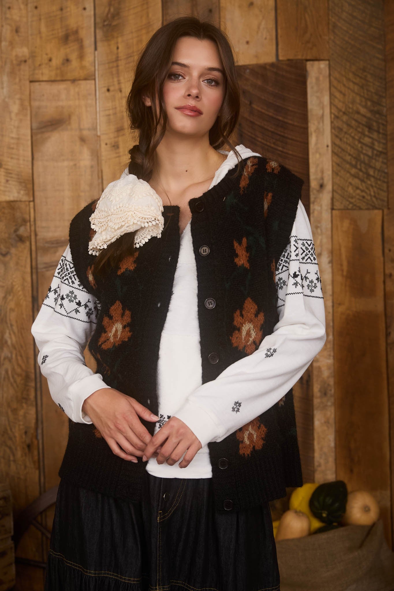 Floral Button Down Vest