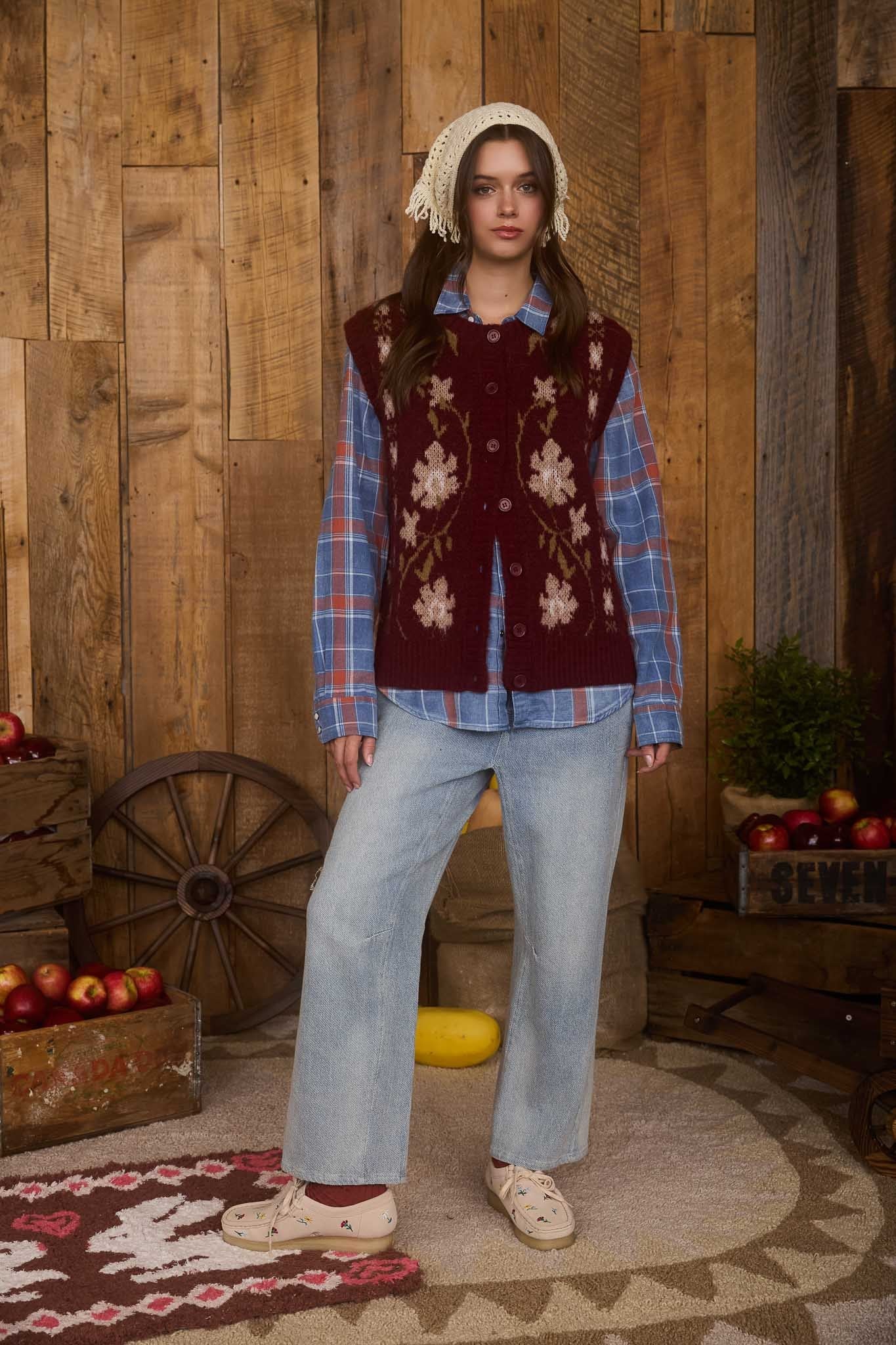 Floral Button Down Vest