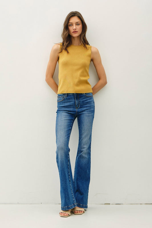 Knit Basic Wide Strap Tank in Dijon