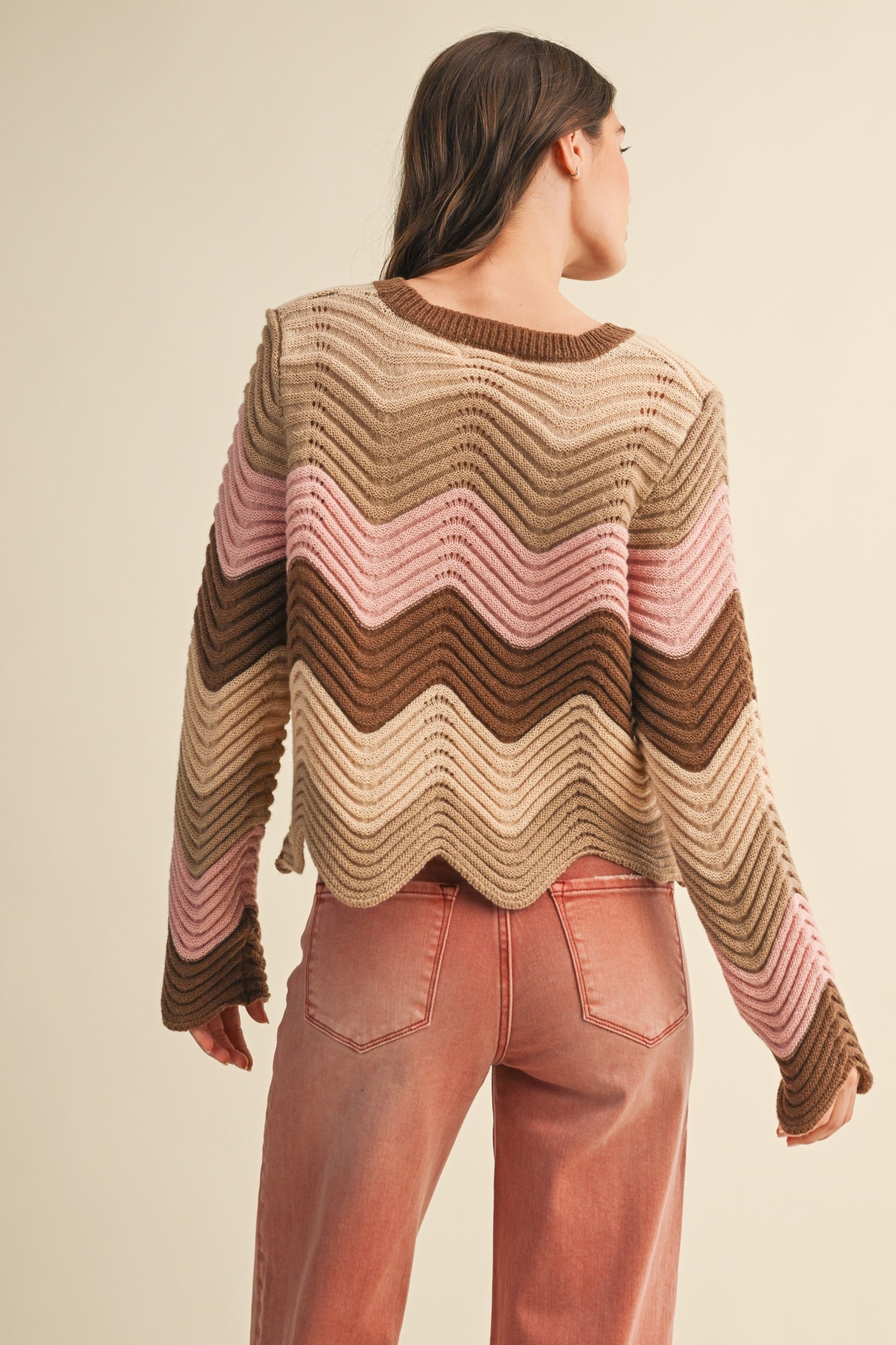 Mocha Chevron Block Sweater