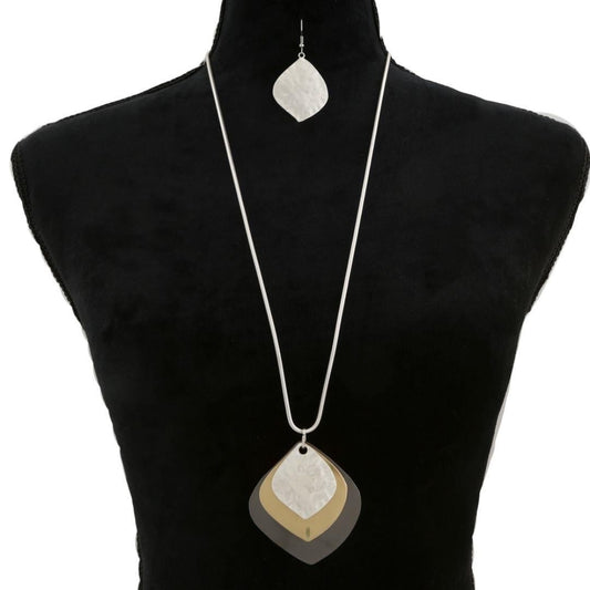 Multi Oval Long Pendant Necklace