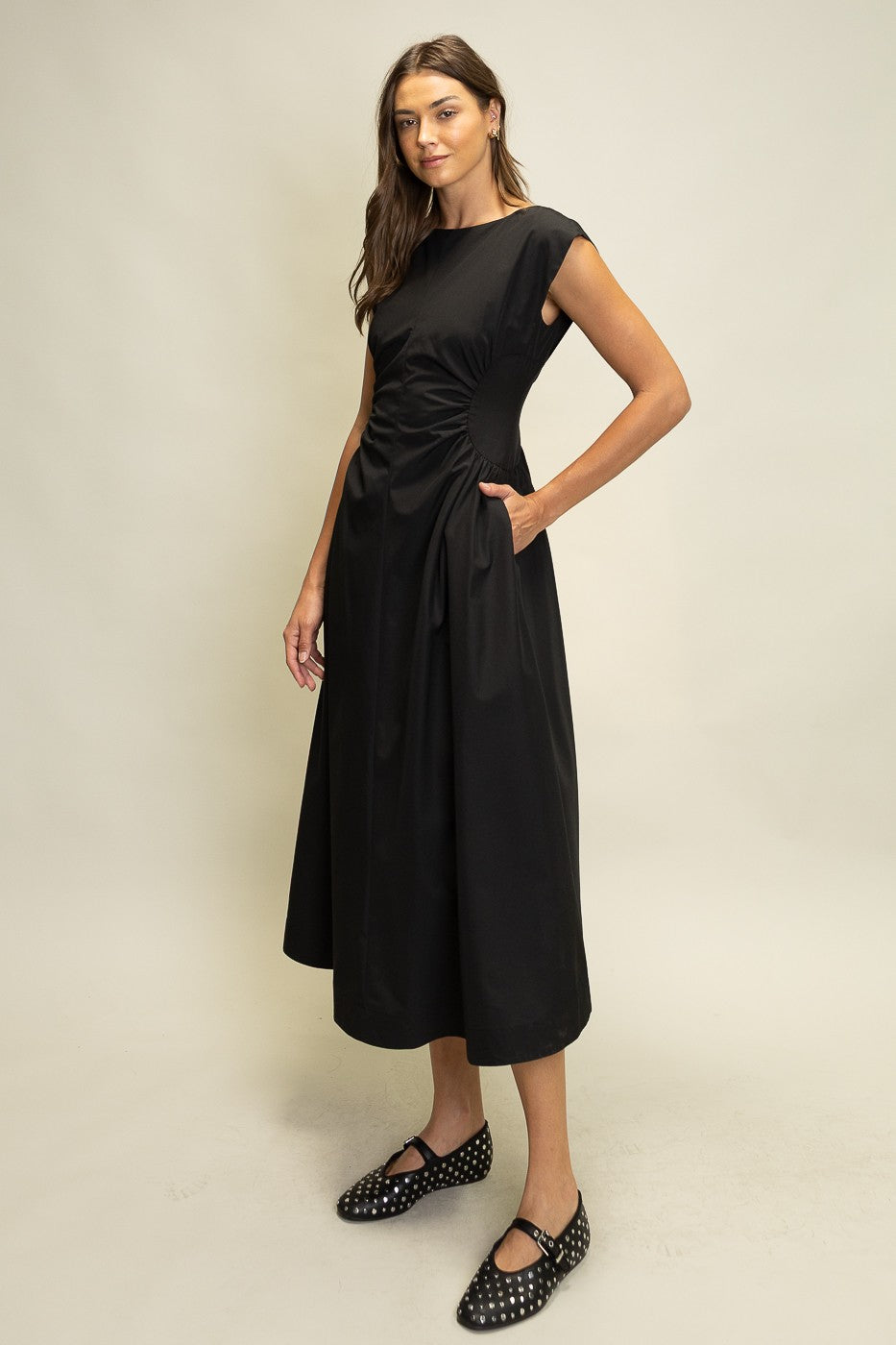 Ruched Waist Midi Dress