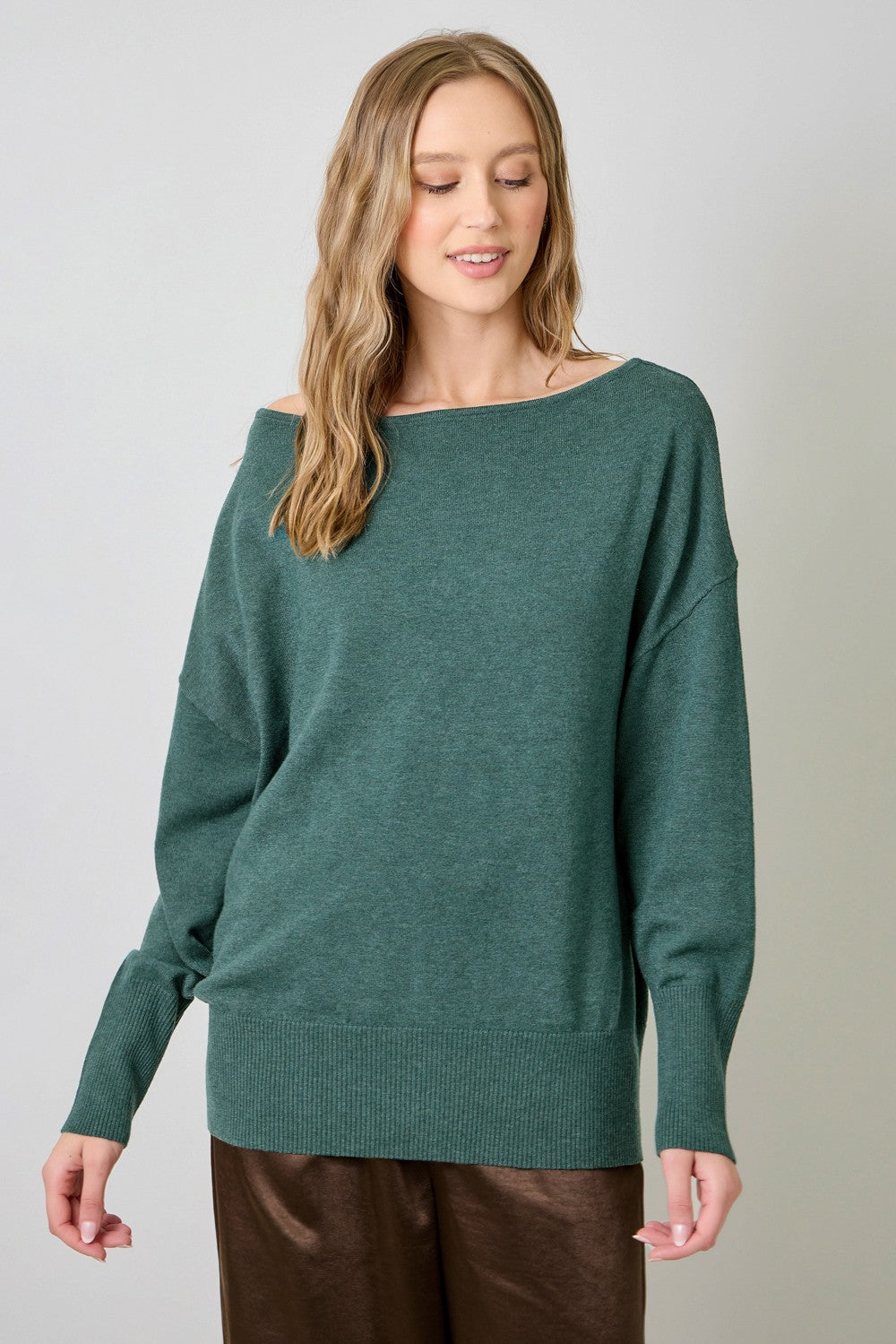 Emerald Off the Shoulder Sweater