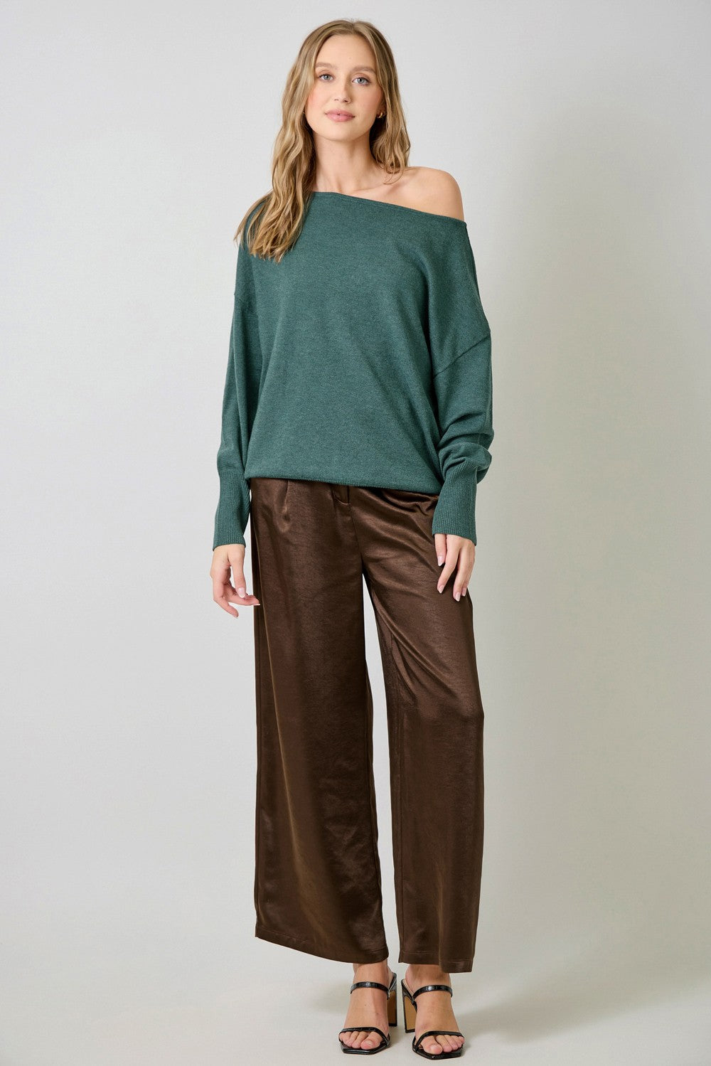 Emerald Off the Shoulder Sweater