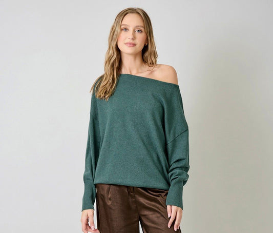Emerald Off the Shoulder Sweater