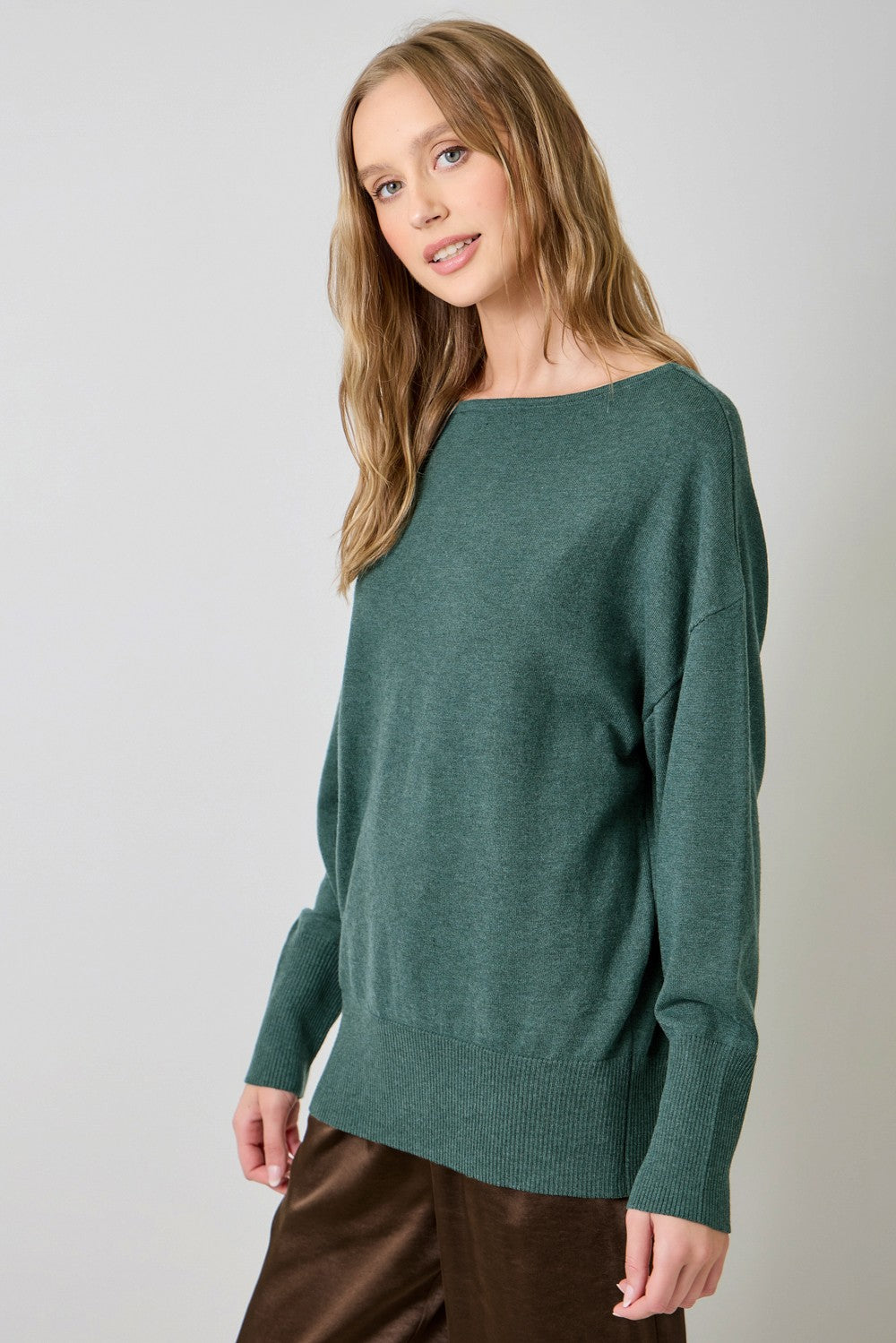 Emerald Off the Shoulder Sweater