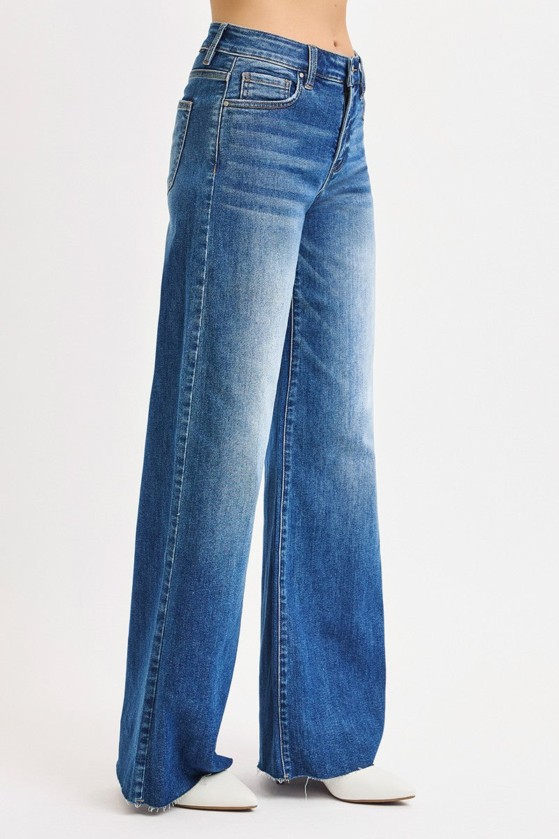 Tummy Control High Rise Ankle Palazzo Jeans
