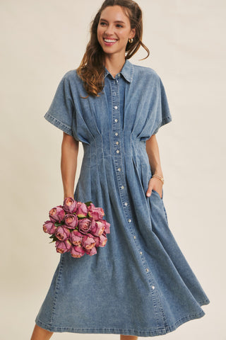 Stretchy Denim Midi Dress