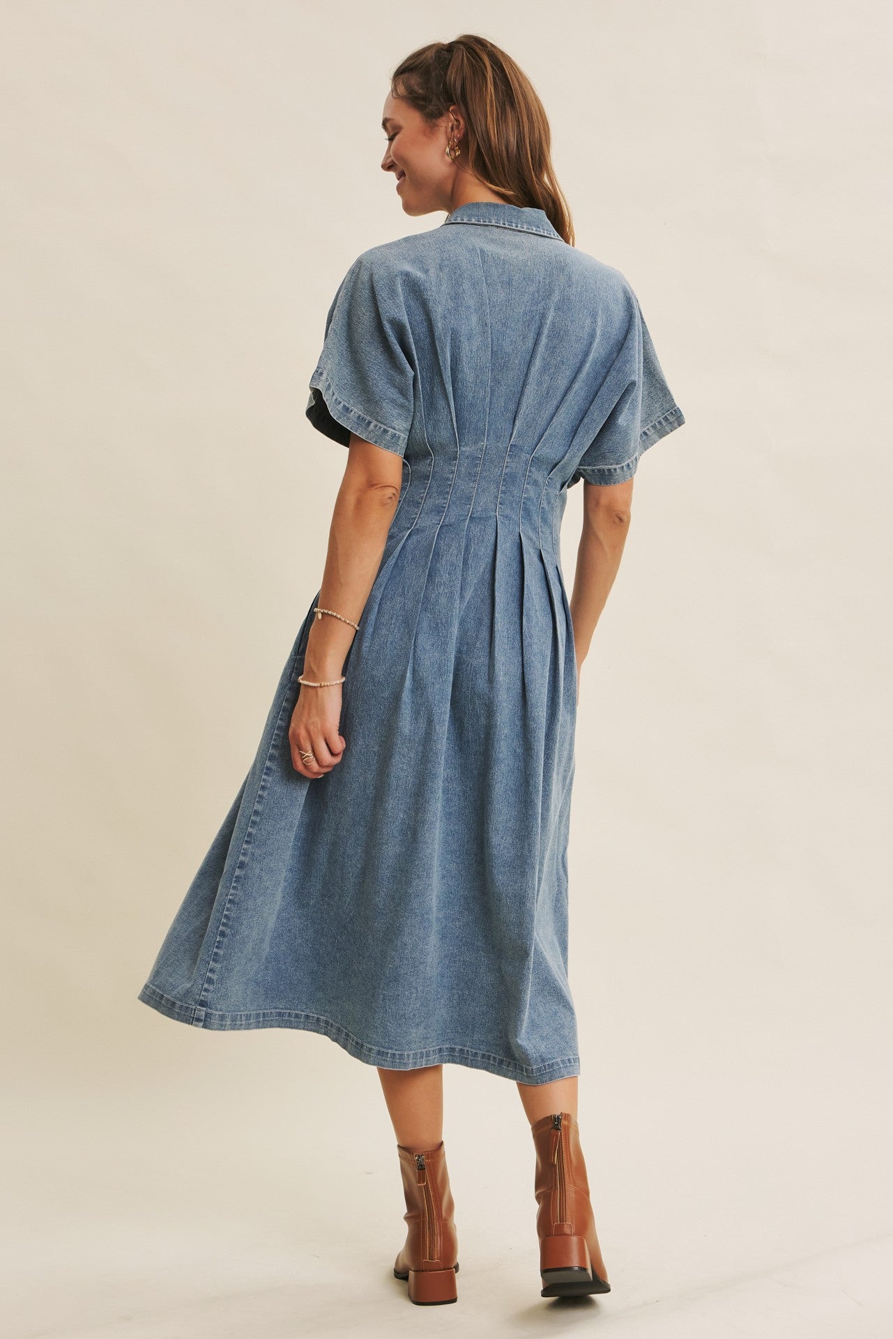 Stretchy Denim Midi Dress