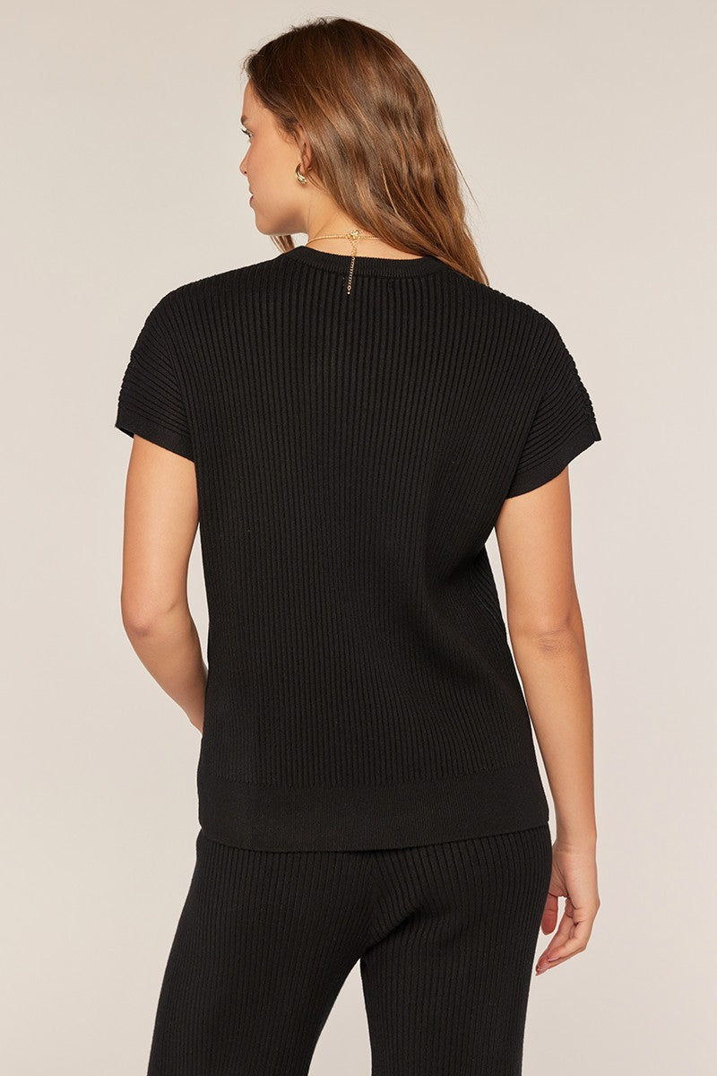 Ribbed Short Sleeve Sweater Top