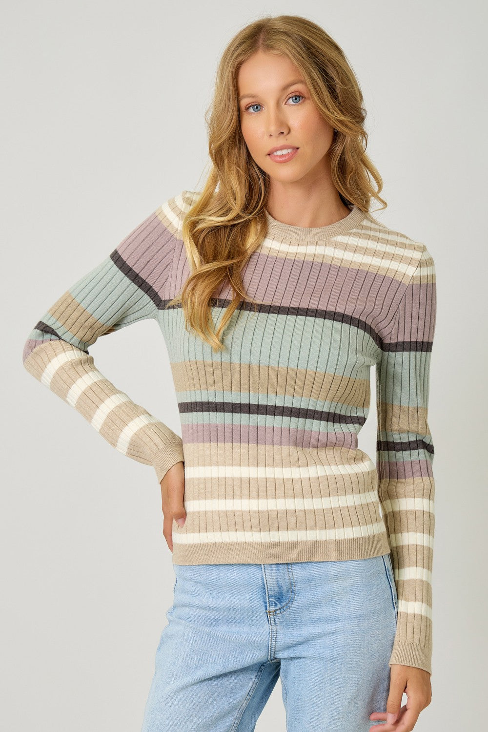 Color Block Ribbed Sweater