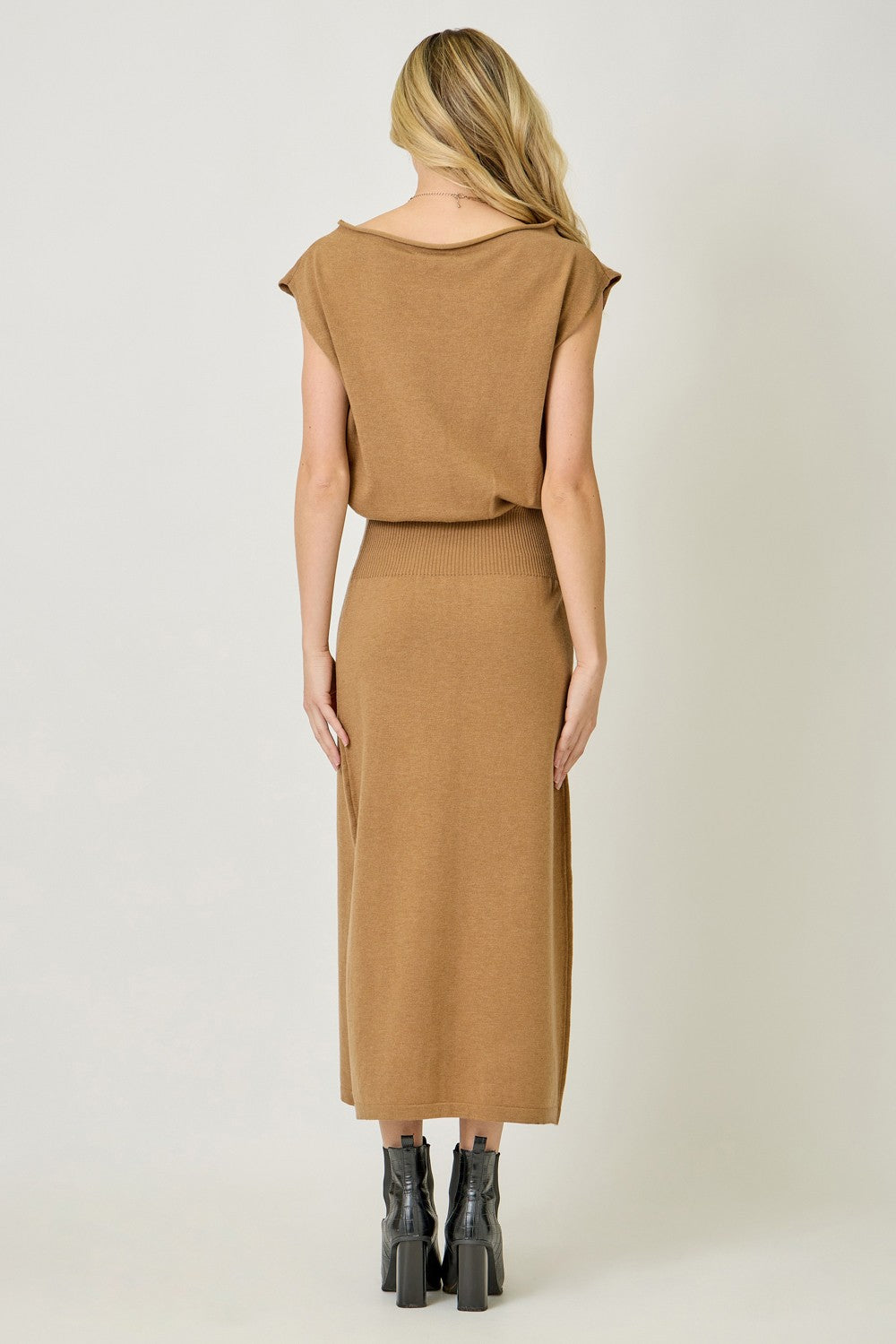 Sleeveless Sweater Dress in Camel