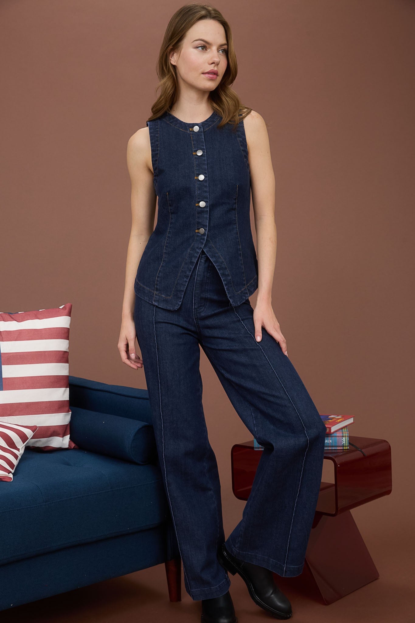 High Waist Front Seam Jeans