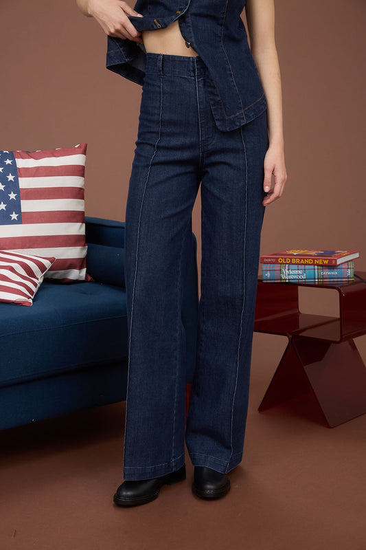 High Waist Front Seam Jeans
