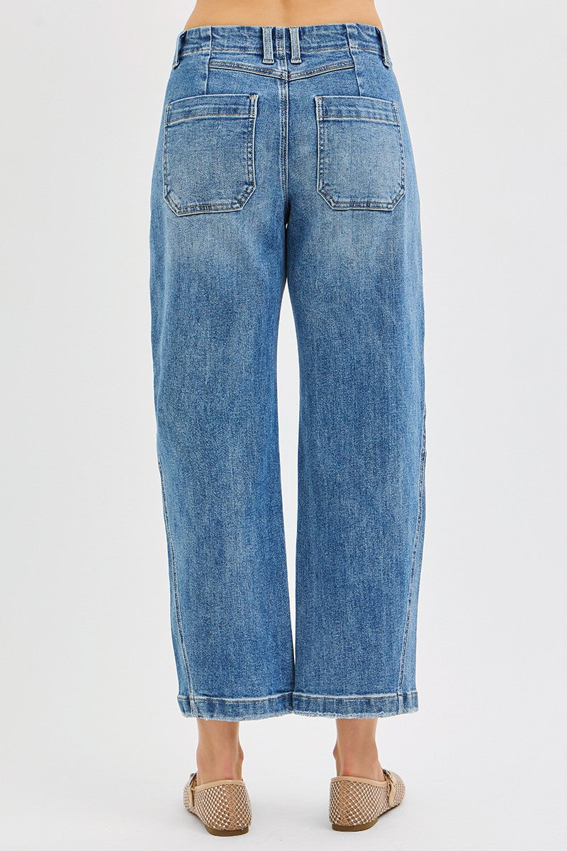 Mid Rise Crop Barrel Jeans