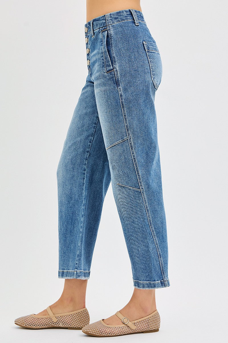 Mid Rise Crop Barrel Jeans