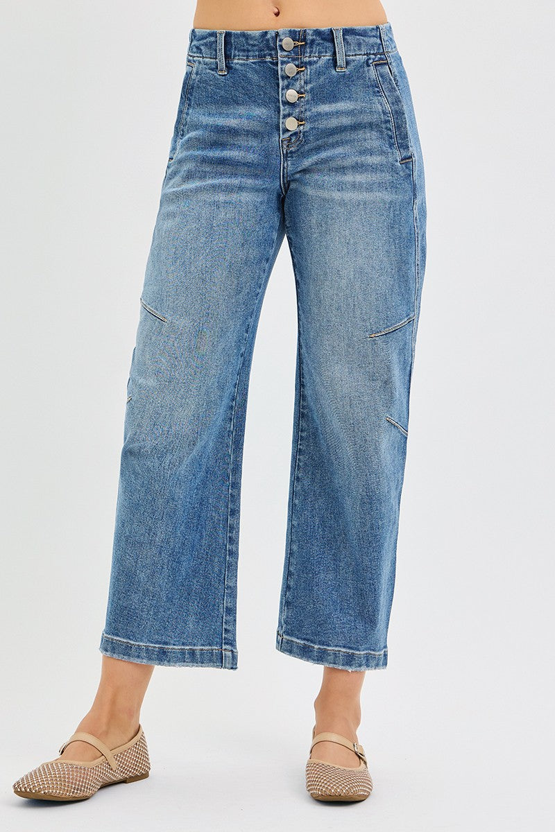 Mid Rise Crop Barrel Jeans