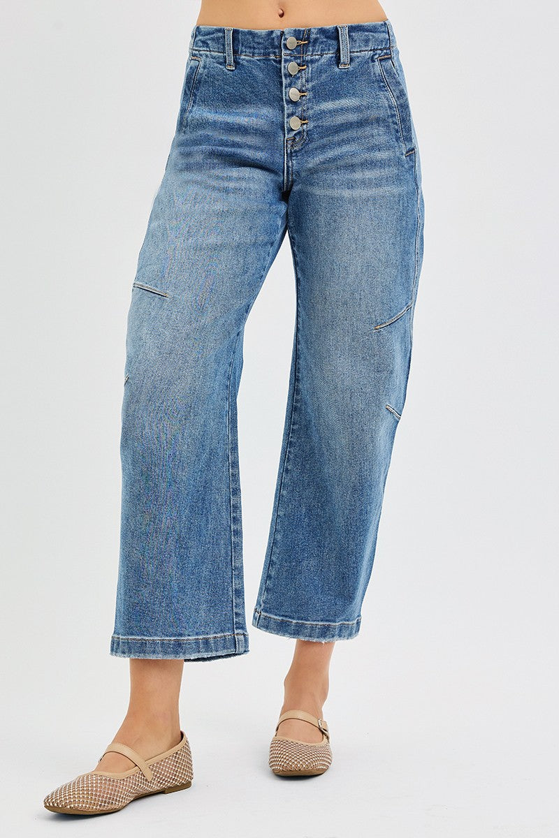 Mid Rise Crop Barrel Jeans