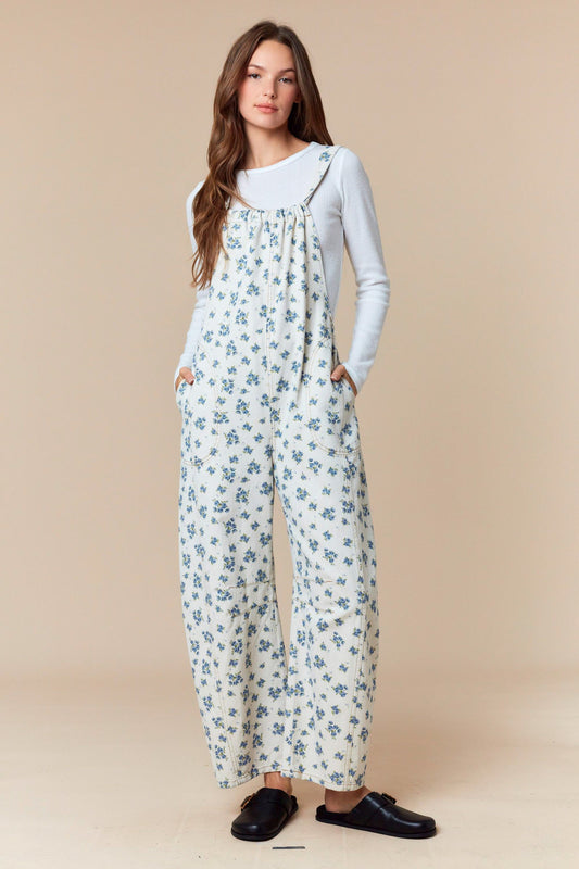 Floral Printed Barrel Jumpsuit