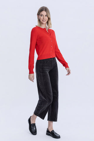 High Rise Crop Corduroy Barrel Jeans
