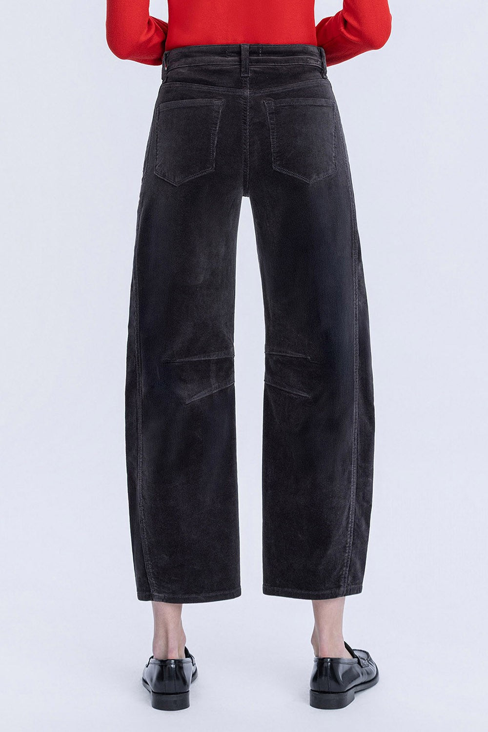 High Rise Crop Corduroy Barrel Jeans