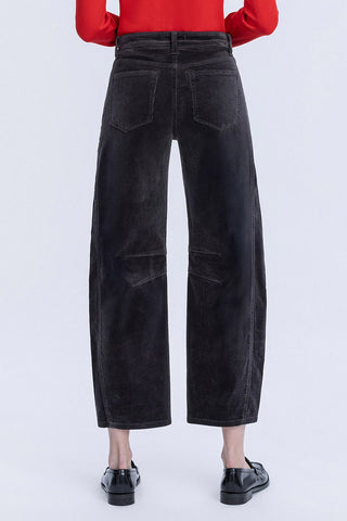 High Rise Crop Corduroy Barrel Jeans