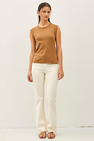 Crew Neck Cap Sleeve Tank Top