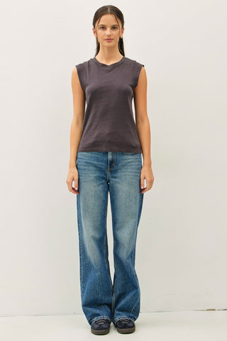 Crew Neck Cap Sleeve Tank Top