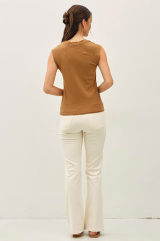 Crew Neck Cap Sleeve Tank Top