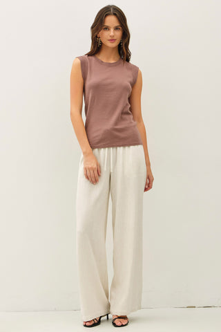 Crew Neck Cap Sleeve Tank Top