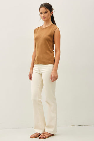 Crew Neck Cap Sleeve Tank Top