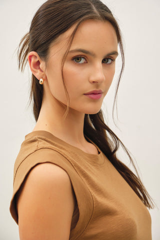 Crew Neck Cap Sleeve Tank Top