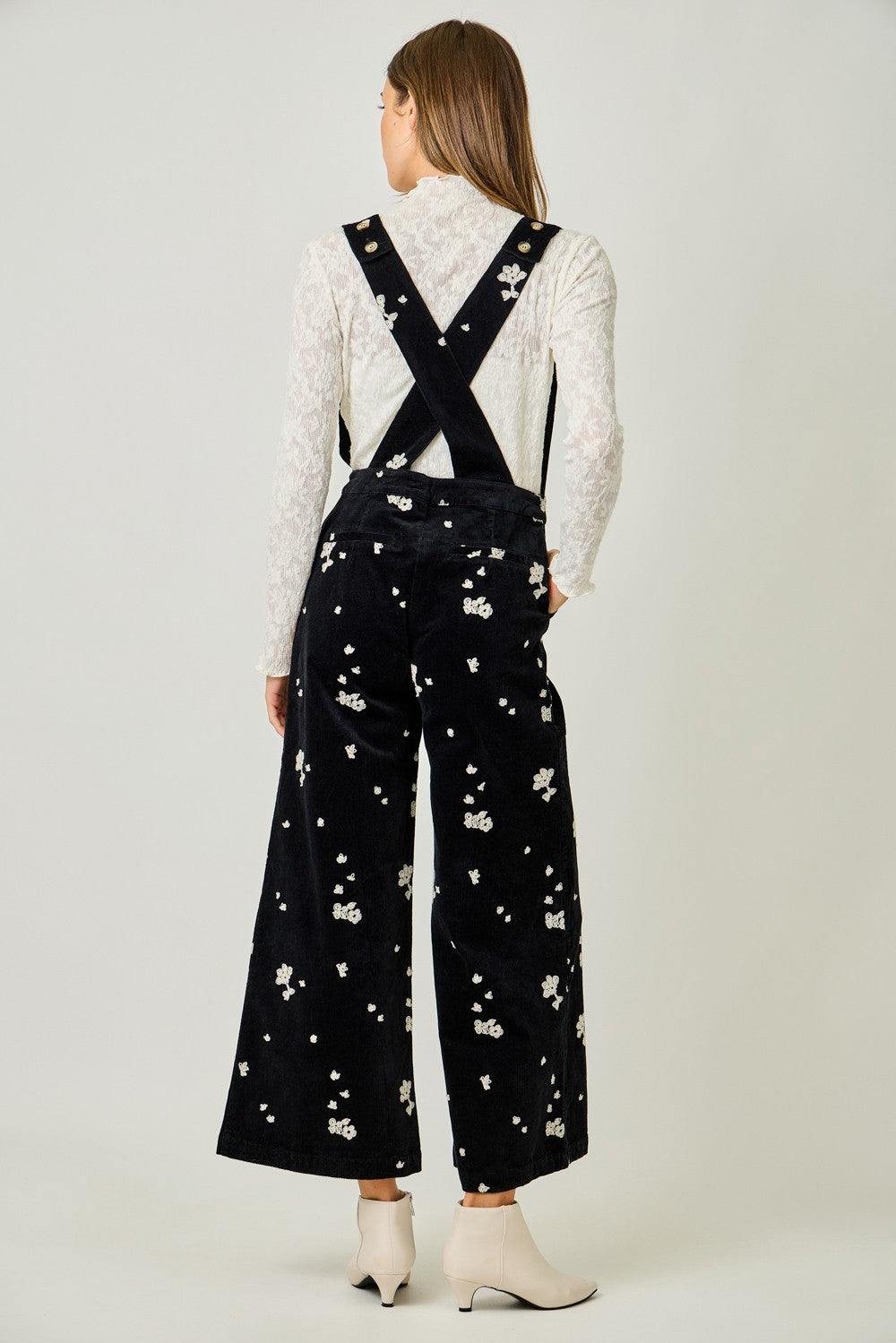 Embroidery Jumpsuit in Washed Black