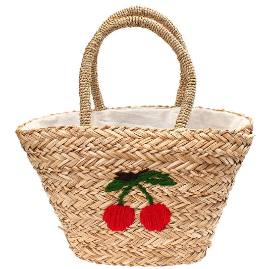 Medium Cherry Straw Bag