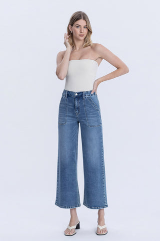 High Rise Elastic Waistband Jeans