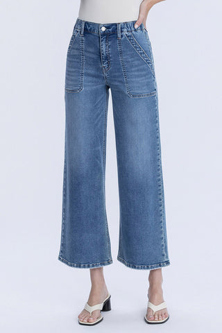 High Rise Elastic Waistband Jeans