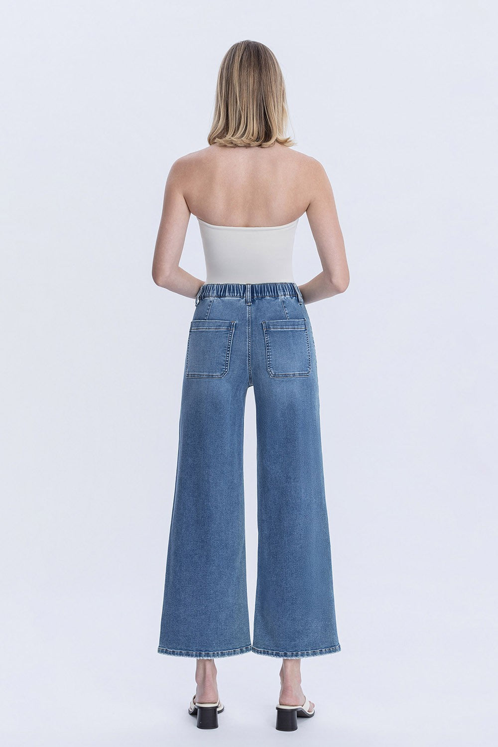 High Rise Elastic Waistband Jeans