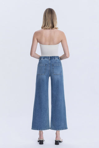 High Rise Elastic Waistband Jeans