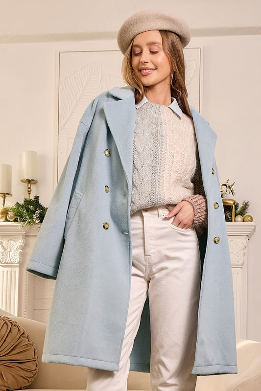 Sky Blue Double Breasted Coat