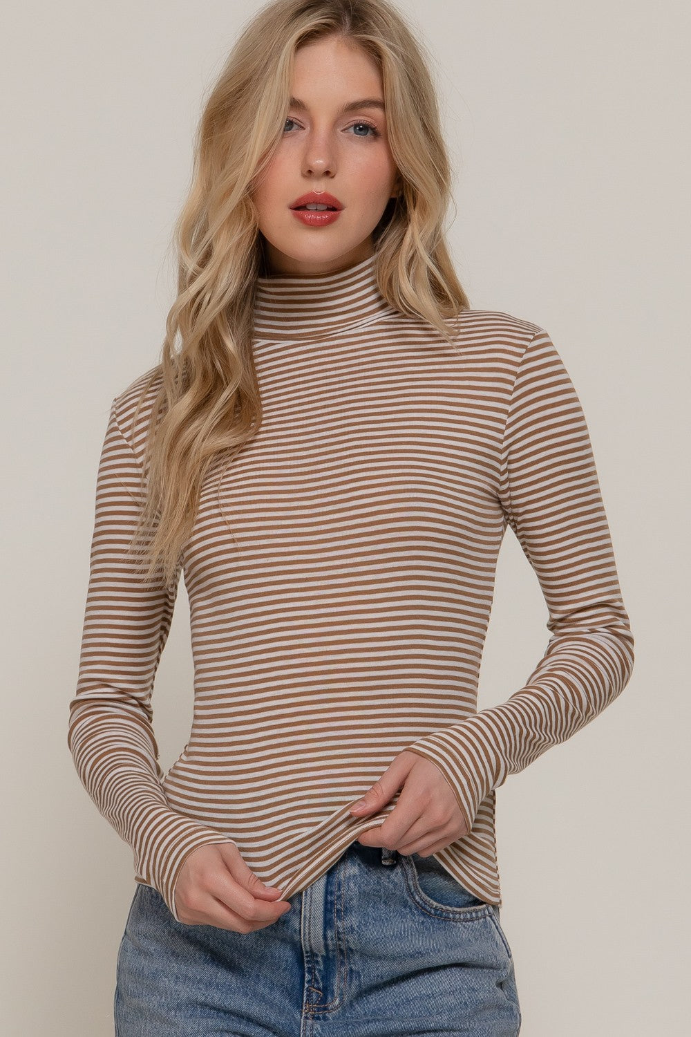 Stripe Turtleneck Top