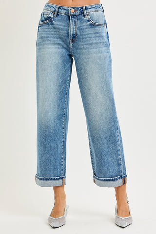 Mid Rise Cuff Boyfriend Jeans