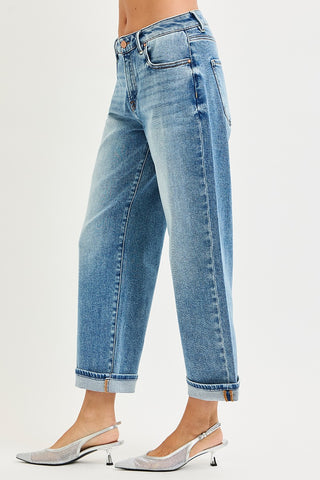 Mid Rise Cuff Boyfriend Jeans