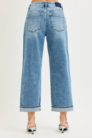 Mid Rise Cuff Boyfriend Jeans