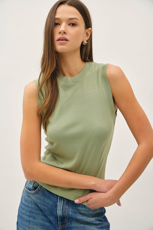 Garment Dye Basic Cotton Blend Tank Top