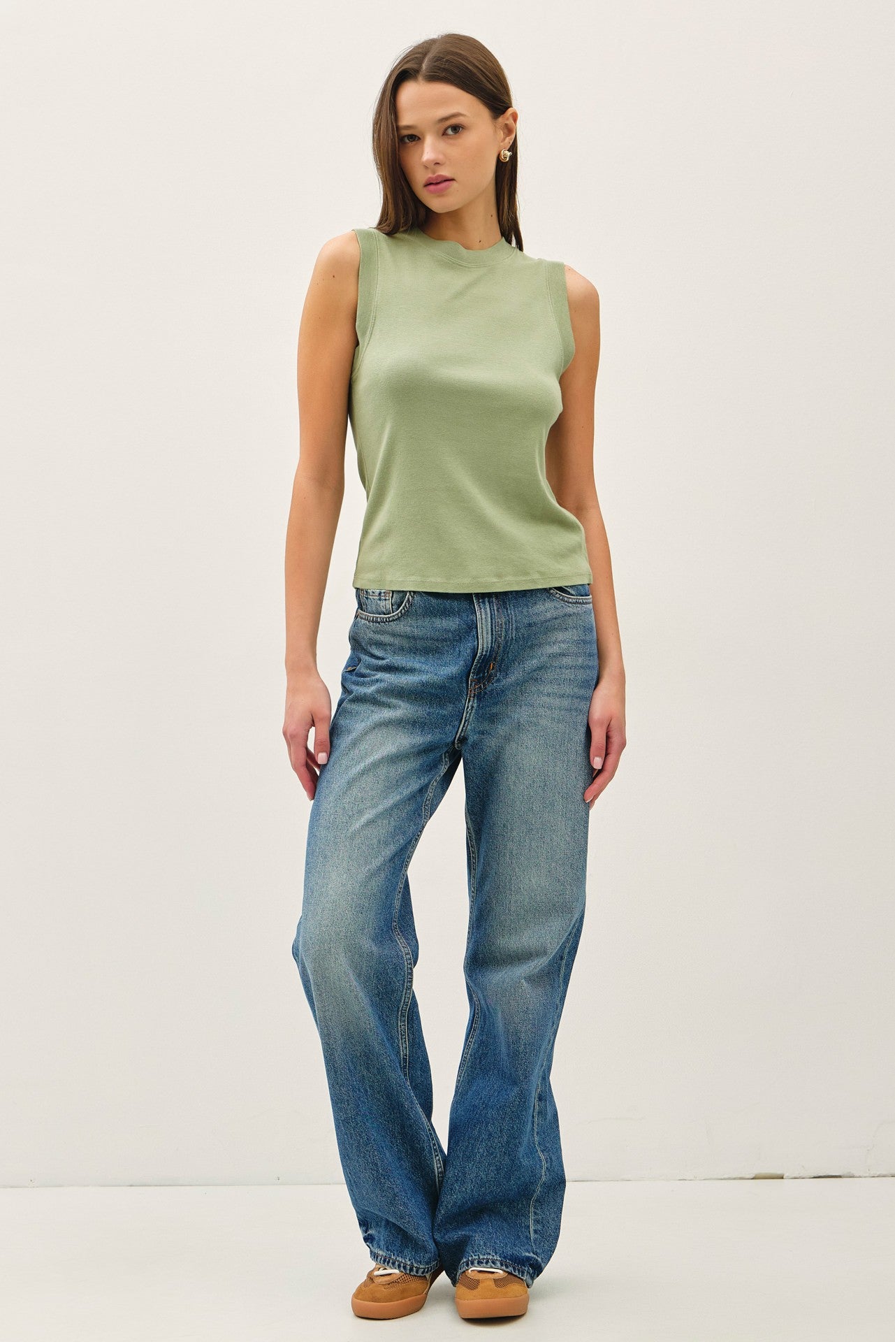 Garment Dye Basic Cotton Blend Tank Top