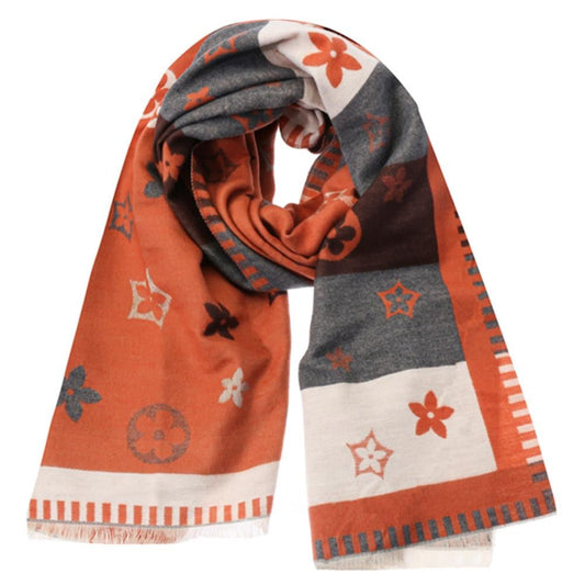 Mixed Stripe Flower Scarf